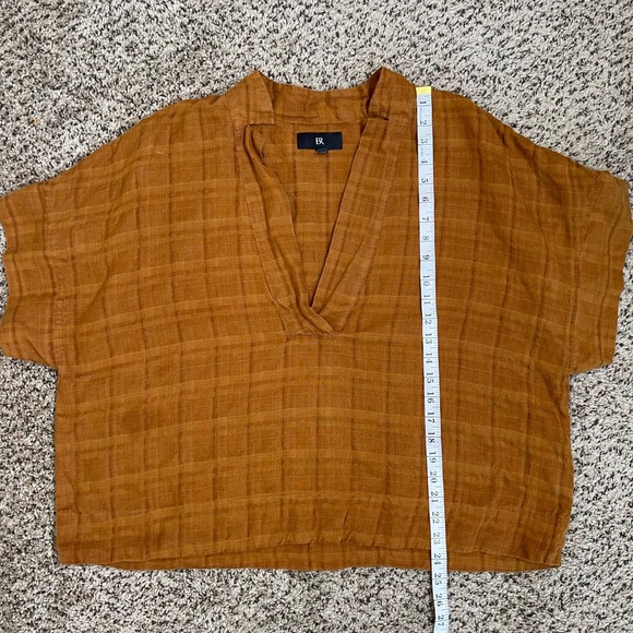 Banana Republic Laurel Linen Blend Popover Blouse XL Brown Oversized Bozy‎ - Picture 9 of 9